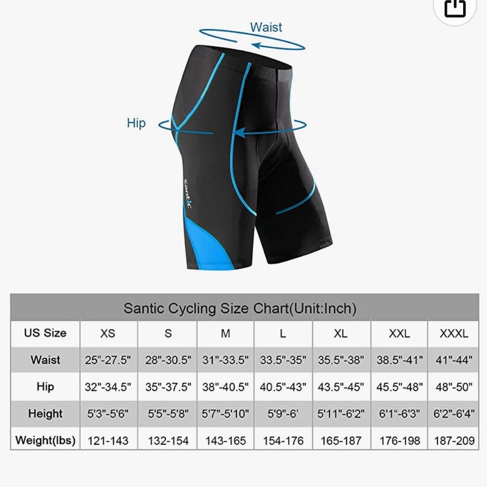 NWT Santic Cycling Shorts Padded - Picture 3 of 8
